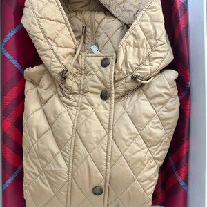 Burberry 25fw Humbie Diamond Quilted Crop Hooded Jacket Archive Beige